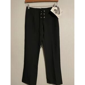 Vintage Womens Pants Size 5/6 Black Low Rise Lace Up Deadstock Grunge Goth Y2K